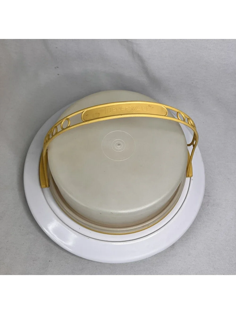 Vtg Tupperware Cake Pie Holder Taker Keeper Carrier 719 720 624 Harvest Gold